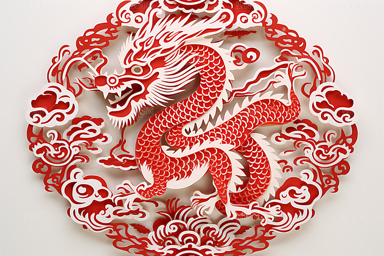 中国龙剪纸十二生肖喜庆插图