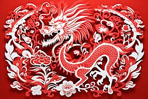 中国龙剪纸喜庆十二生肖插图