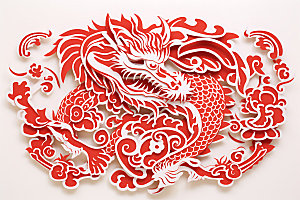 中国龙剪纸生肖龙雕花插图