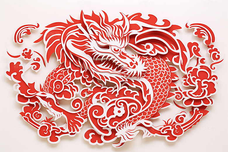 中国龙剪纸生肖龙雕花插图