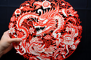 中国龙剪纸十二生肖立体插图