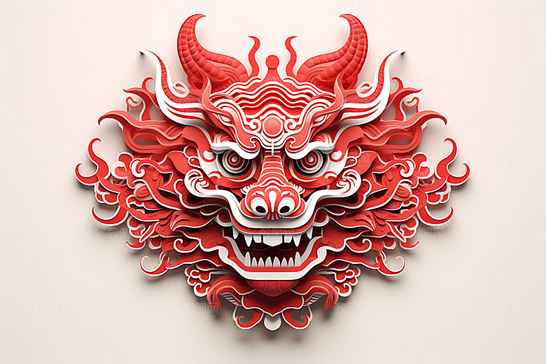 中国龙剪纸精致蟠龙插图
