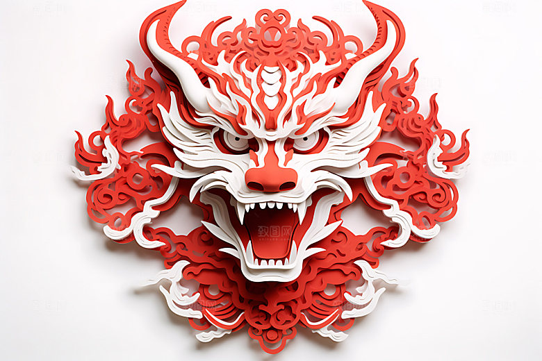 中国龙剪纸精致十二生肖插图