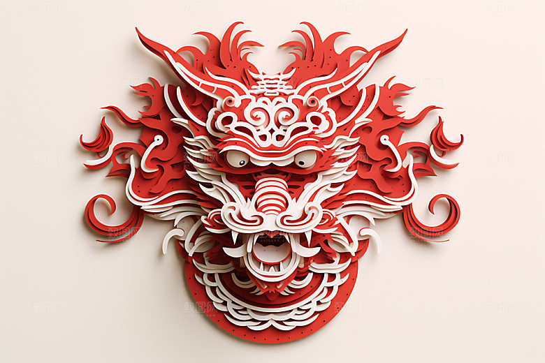 中国龙剪纸生肖龙十二生肖插图