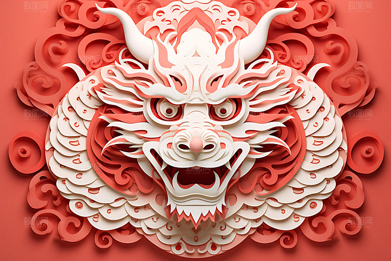中国龙剪纸十二生肖蟠龙插图