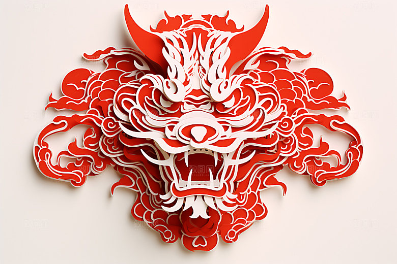 中国龙剪纸龙年喜庆插图