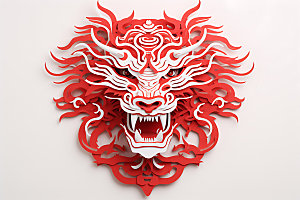 中国龙剪纸立体十二生肖插图