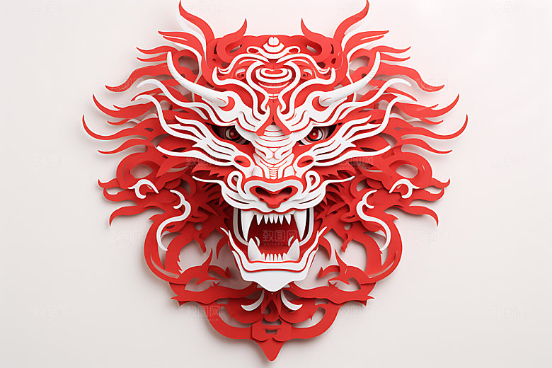 中国龙剪纸立体十二生肖插图