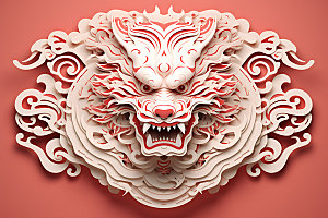 中国龙剪纸蟠龙十二生肖插图