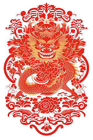 中国龙剪纸立体十二生肖插图