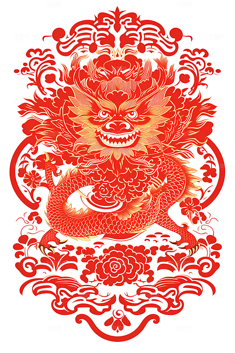 中国龙剪纸立体十二生肖插图