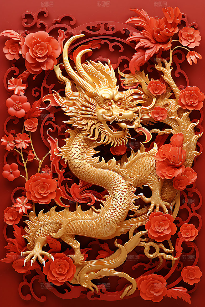 中国龙剪纸喜庆十二生肖插图