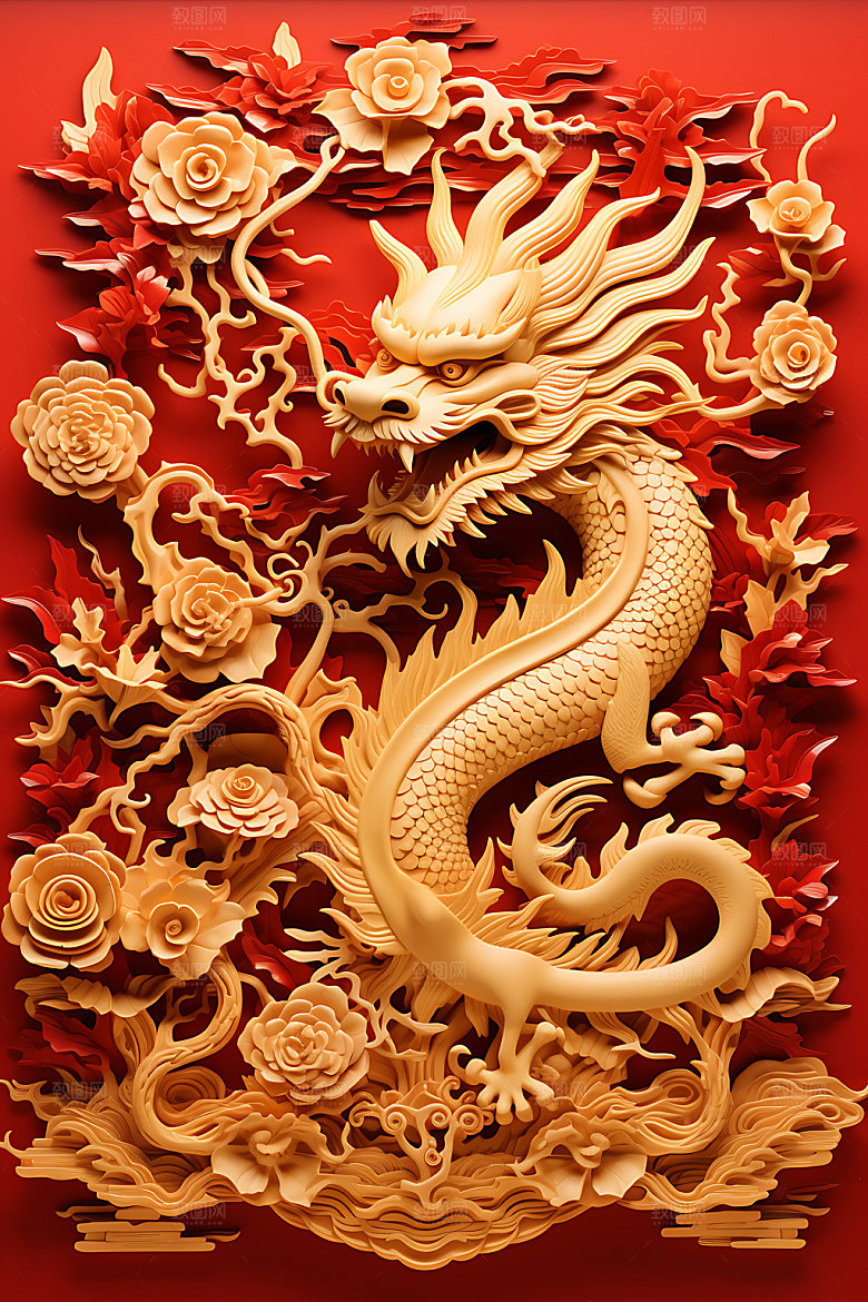 中国龙剪纸十二生肖蟠龙插图