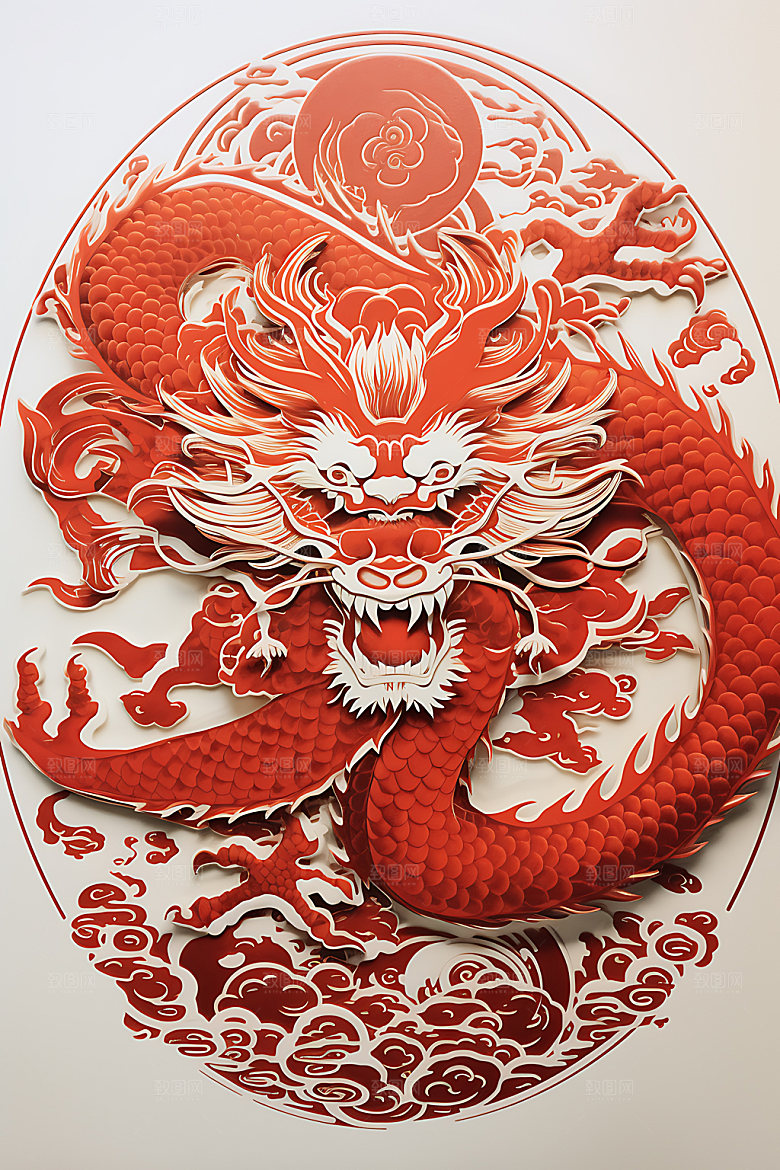 中国龙剪纸蟠龙生肖龙插图
