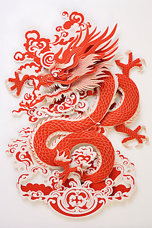 中国龙剪纸龙年生肖龙插图