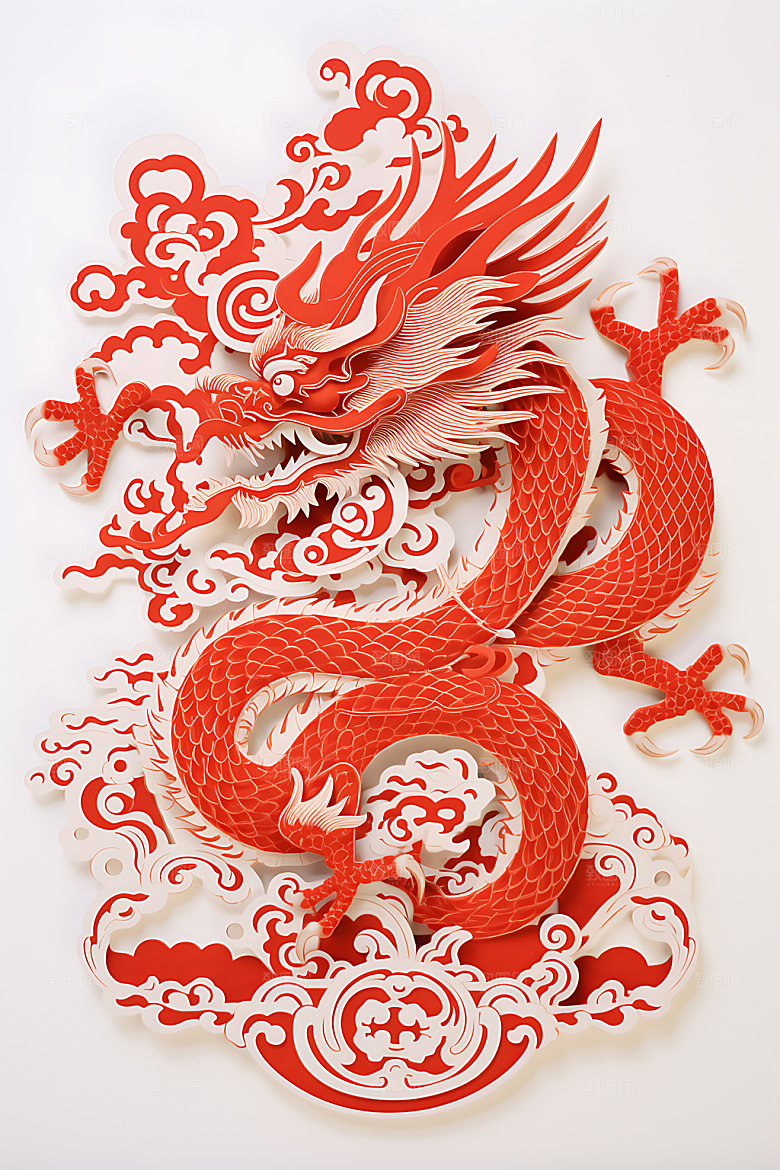 中国龙剪纸龙年生肖龙插图