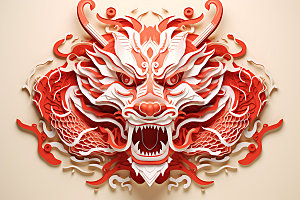 中国龙剪纸雕花生肖龙插图