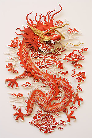 中国龙剪纸十二生肖雕花插图