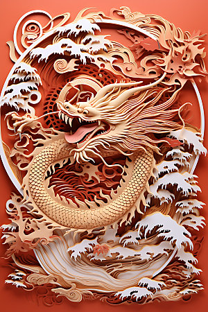 中国龙剪纸十二生肖雕花插图