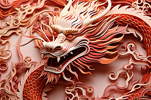 中国龙剪纸精致十二生肖插图