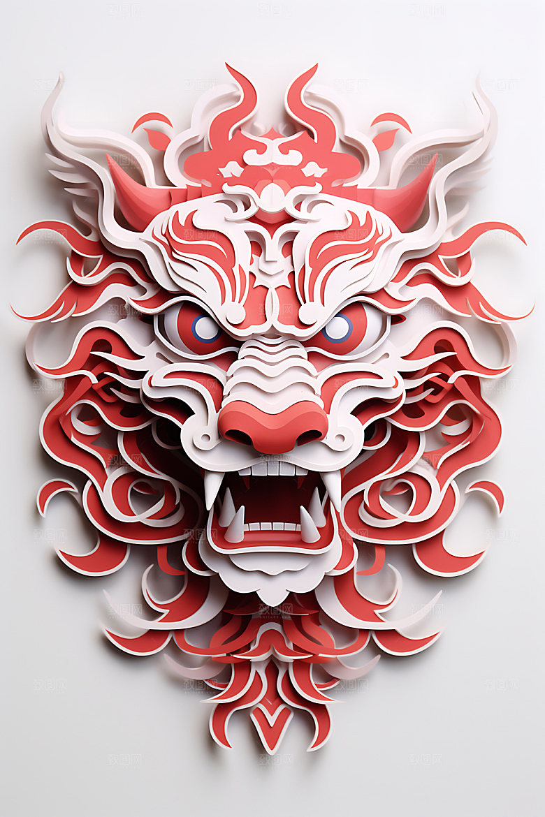 中国龙剪纸蟠龙喜庆插图