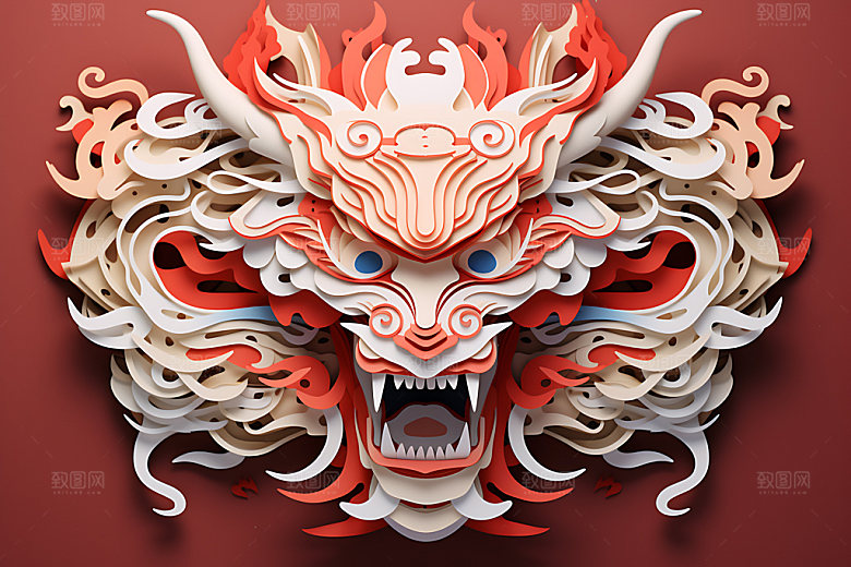 中国龙剪纸喜庆十二生肖插图