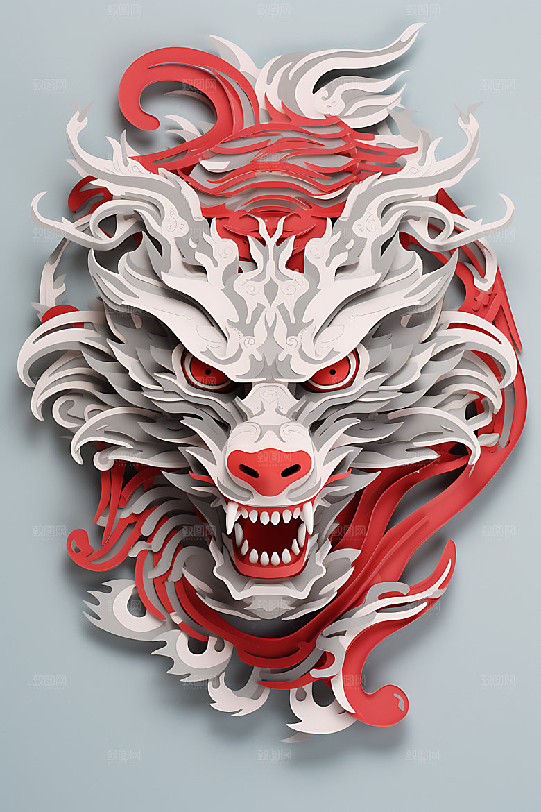 中国龙剪纸生肖龙喜庆插图
