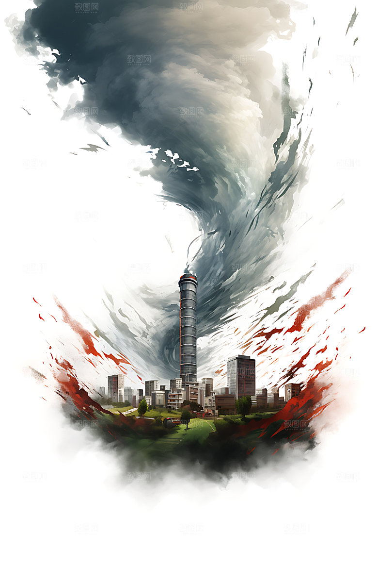 龙卷风自然灾害气象灾害插画
