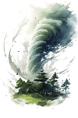 龙卷风风暴自然灾害插画