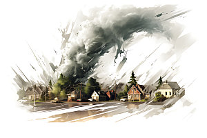 龙卷风自然灾害气象灾害插画
