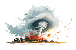 龙卷风气象灾害自然灾害插画