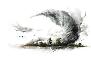 龙卷风自然灾害狂风大作插画