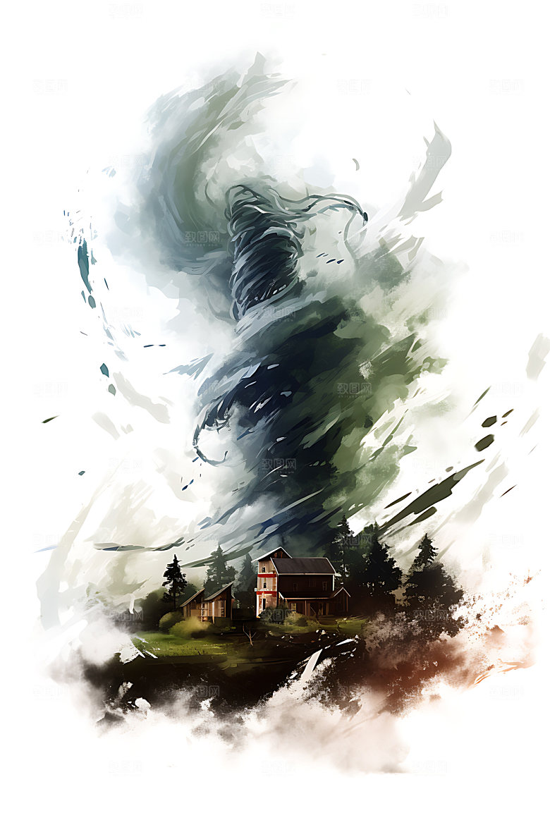 龙卷风手绘风暴插画