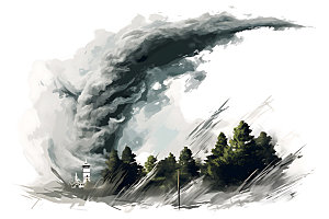 龙卷风自然灾害狂风大作插画