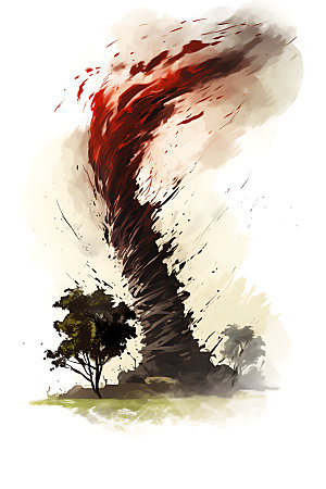 龙卷风自然灾害手绘插画