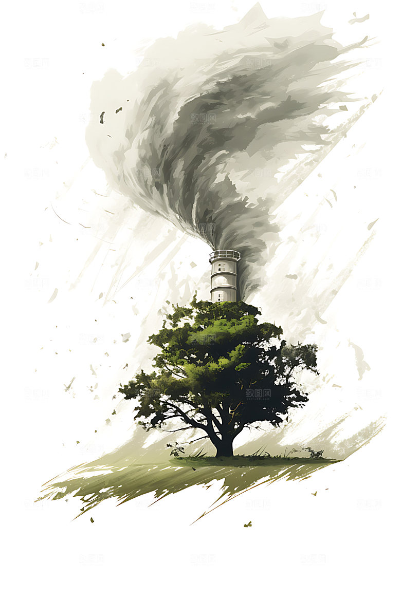 龙卷风气象灾害灾难插画