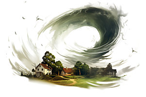 龙卷风手绘自然灾害插画