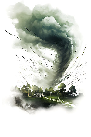 龙卷风手绘气象灾害插画