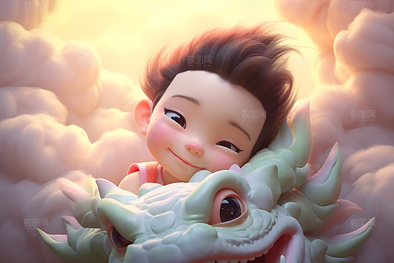 龙年宝宝3D可爱人物模型