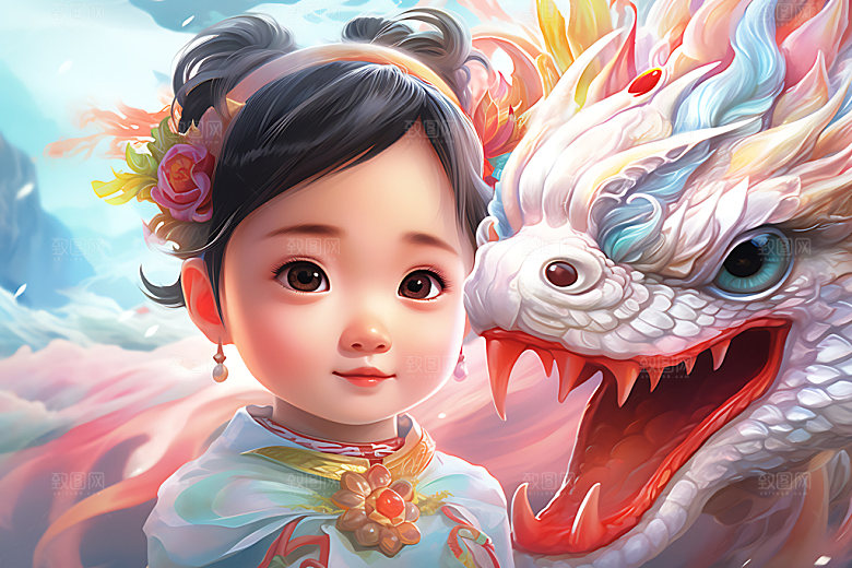 龙年宝宝3D本命年人物模型