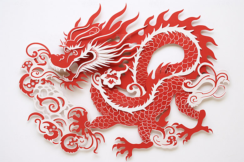 龙年剪纸纸艺富贵模型