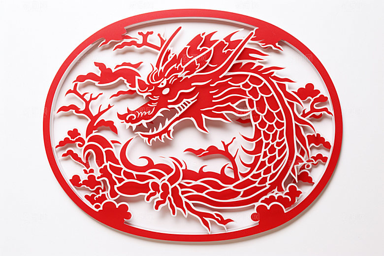 龙年剪纸春节纸艺模型