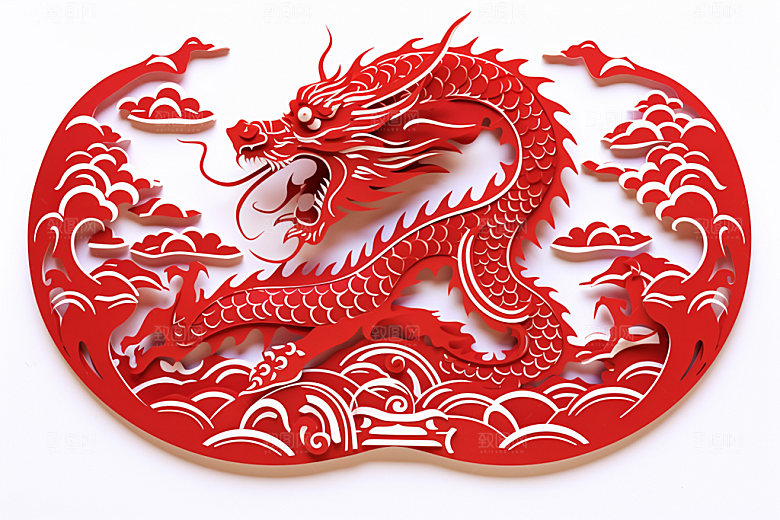龙年剪纸大气雕花模型