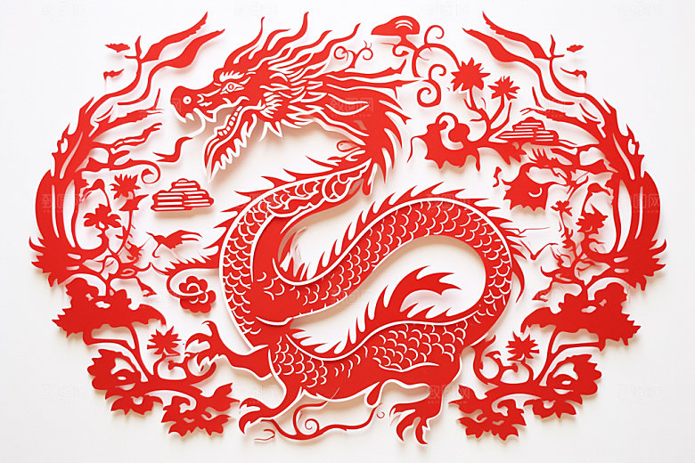 龙年剪纸十二生肖春节模型
