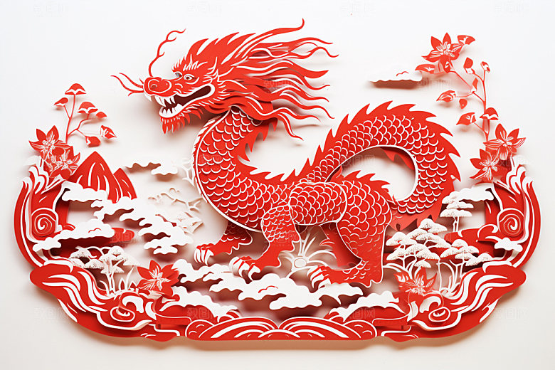 龙年剪纸春节纸艺模型