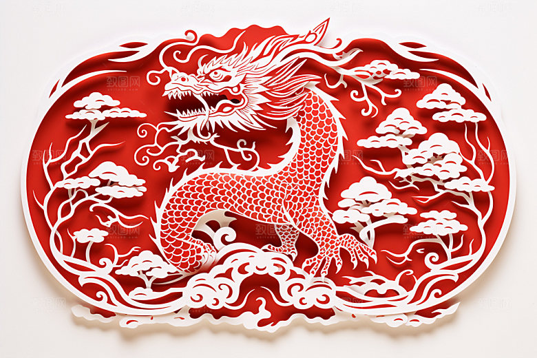 龙年剪纸十二生肖春节模型