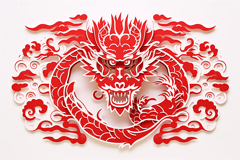 龙年剪纸纸艺春节模型