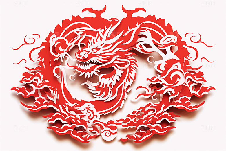 龙年剪纸大气喜庆模型