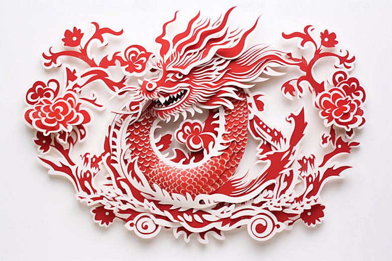龙年剪纸喜庆大气模型