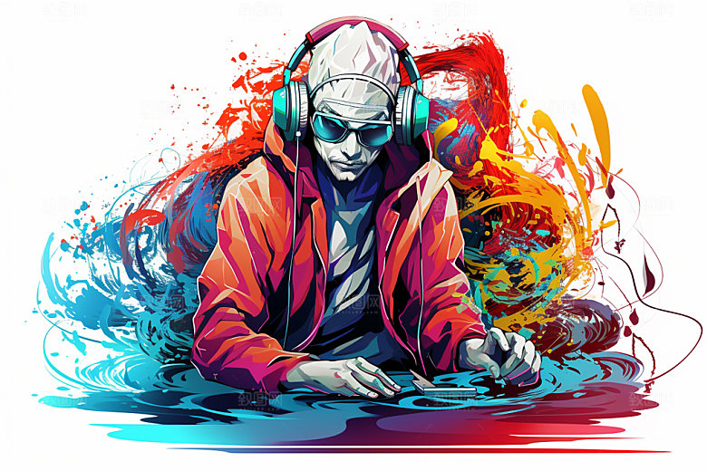 DJ龙说唱龙年插画